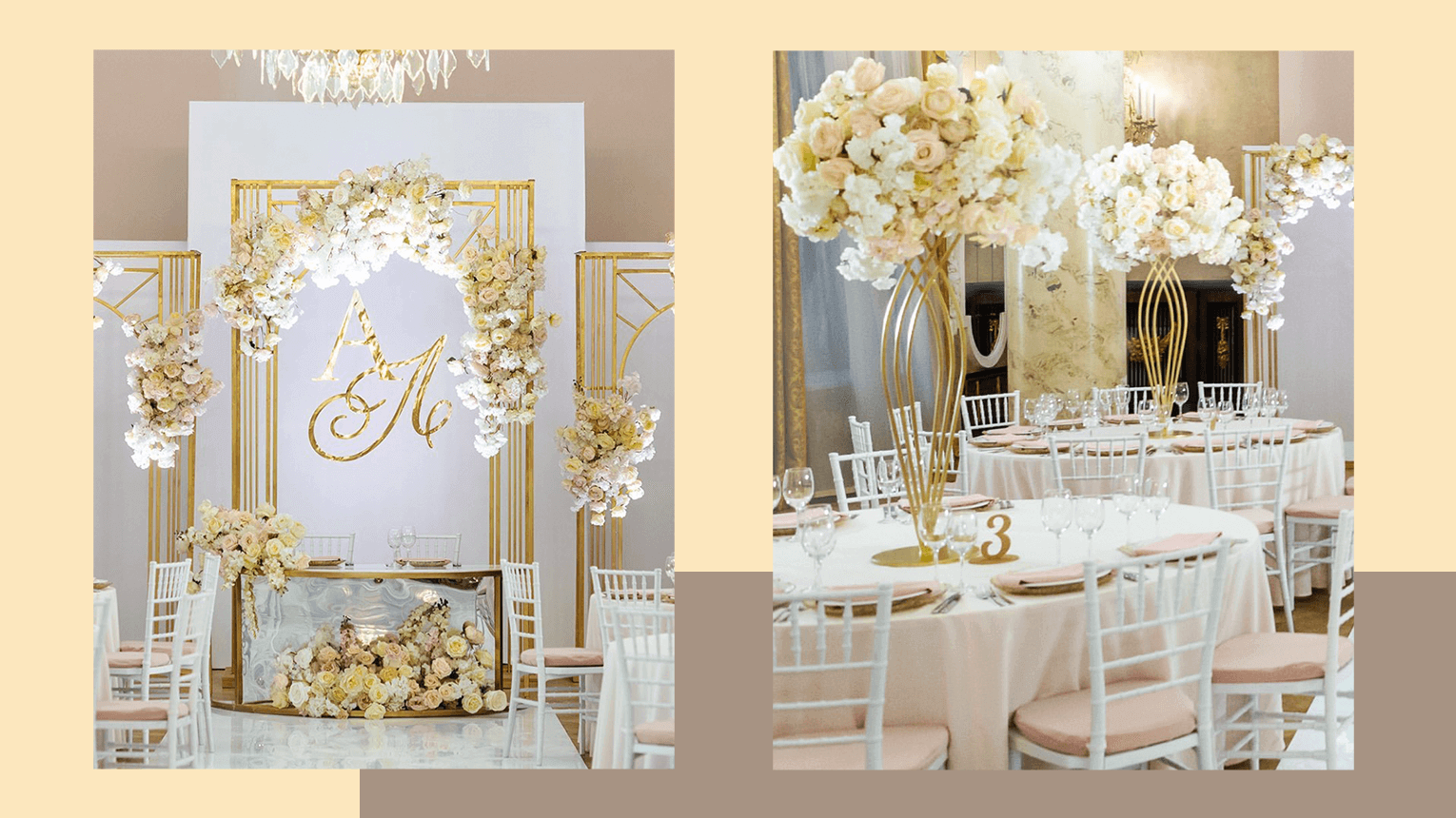 Свадебный декор с золотом для золотой свадьбы декор и оформление